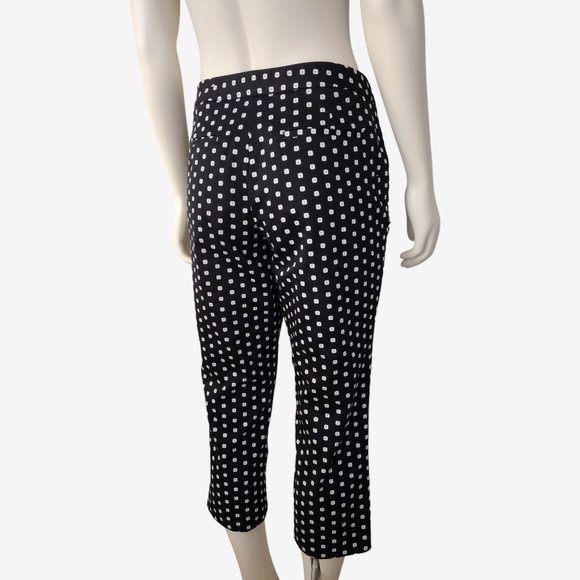 Worthington Black Mid Rise Geometric Square Print Capri Pants Size 8 - Picture 7 of 11
